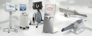 Advanced digital dental equipment including intraoral scanner, digital smile design system, and laser dentistry tools used for precise and painless dental treatments.