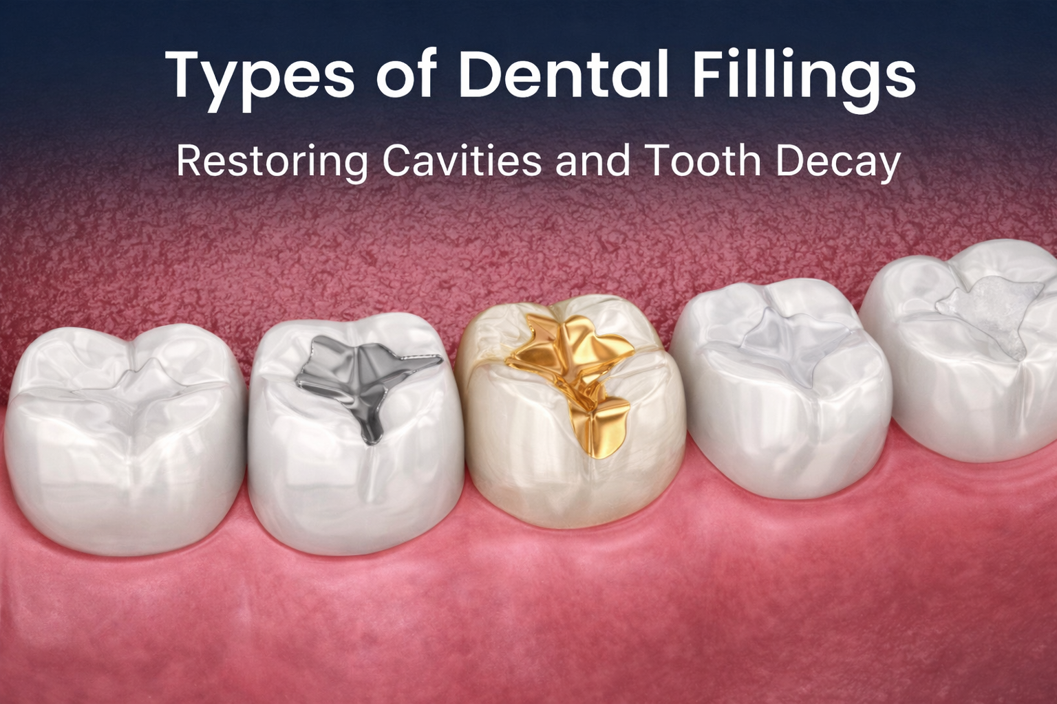 Dental fillings used for cavity treatment and tooth restoration.